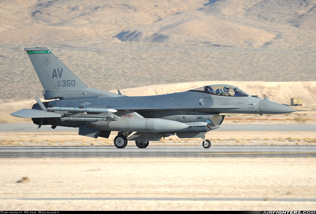 USA - Air Force General Dynamics F-16C Fighting Falcon 87-0350 at Las Vegas - Nellis AFB (LSV / KLSV), USA