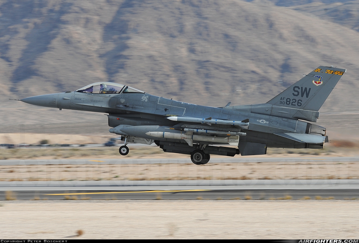 USA - Air Force General Dynamics F-16C Fighting Falcon 90-0826 at Las Vegas - Nellis AFB (LSV / KLSV), USA