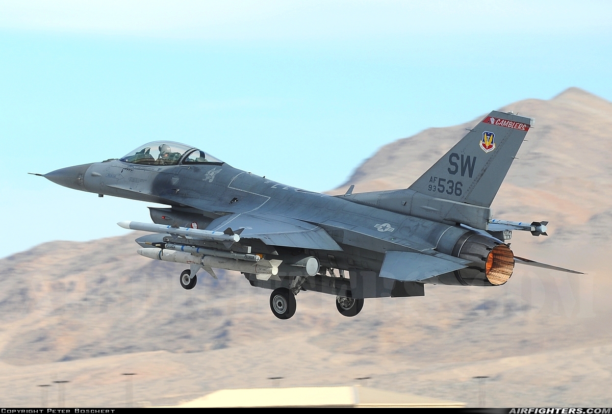 USA - Air Force General Dynamics F-16C Fighting Falcon 93-0536 at Las Vegas - Nellis AFB (LSV / KLSV), USA