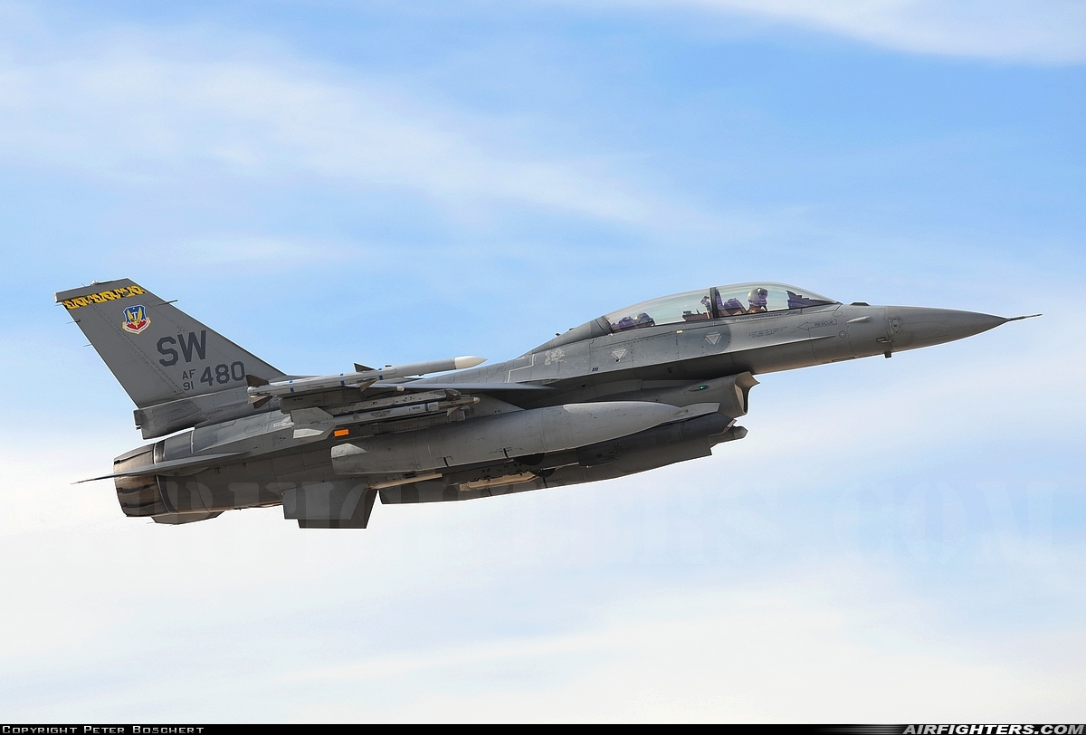 USA - Air Force General Dynamics F-16D Fighting Falcon 91-0480 at Las Vegas - Nellis AFB (LSV / KLSV), USA