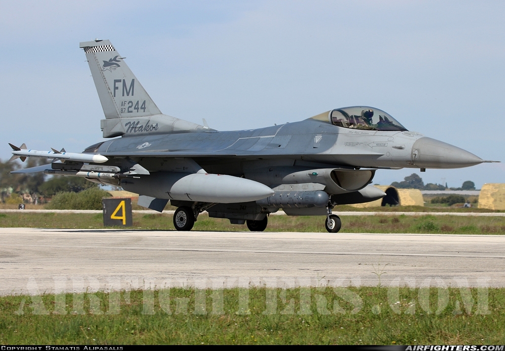 USA - Air Force General Dynamics F-16C Fighting Falcon 87-0244 at Andravida (Pyrgos -) (PYR / LGAD), Greece