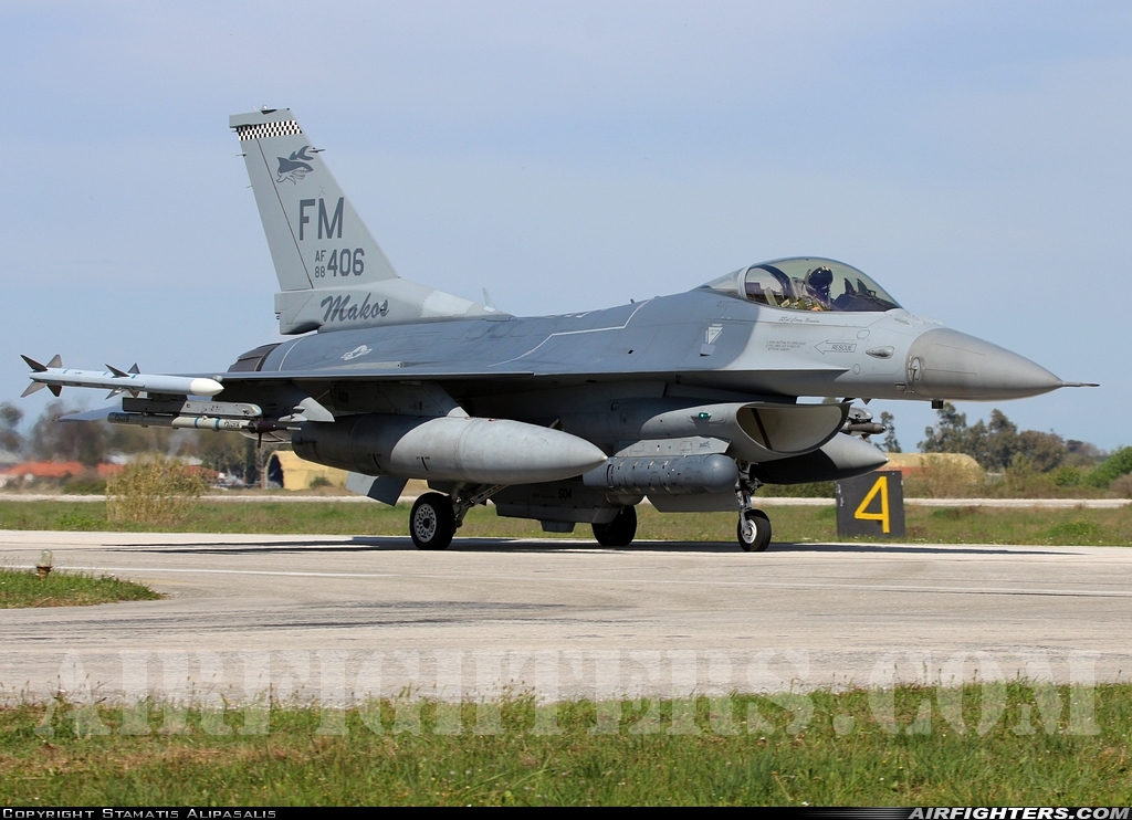 USA - Air Force General Dynamics F-16C Fighting Falcon 88-0406 at Andravida (Pyrgos -) (PYR / LGAD), Greece