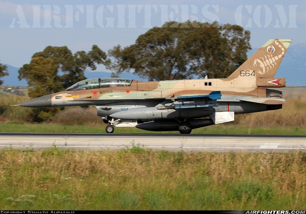 Israel - Air Force General Dynamics F-16D Fighting Falcon 664 at Andravida (Pyrgos -) (PYR / LGAD), Greece