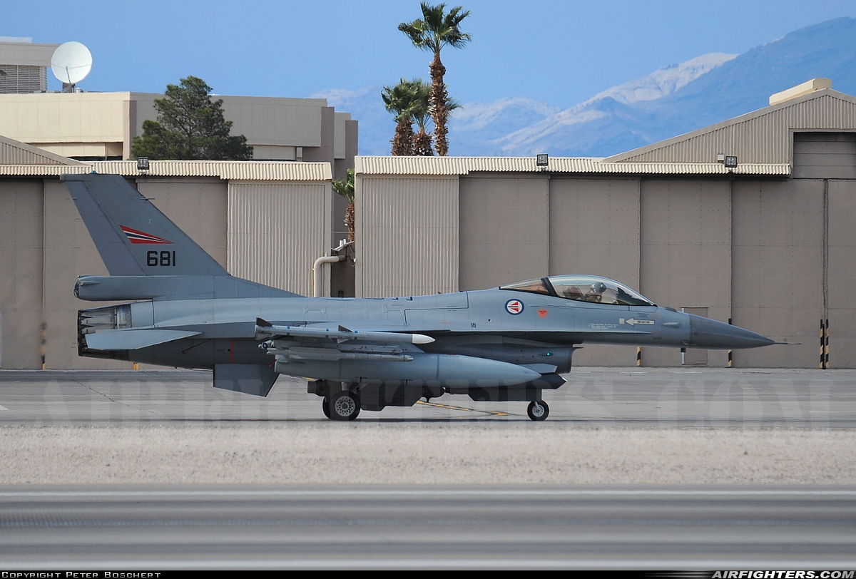 Norway - Air Force General Dynamics F-16AM Fighting Falcon 681 at Las Vegas - Nellis AFB (LSV / KLSV), USA