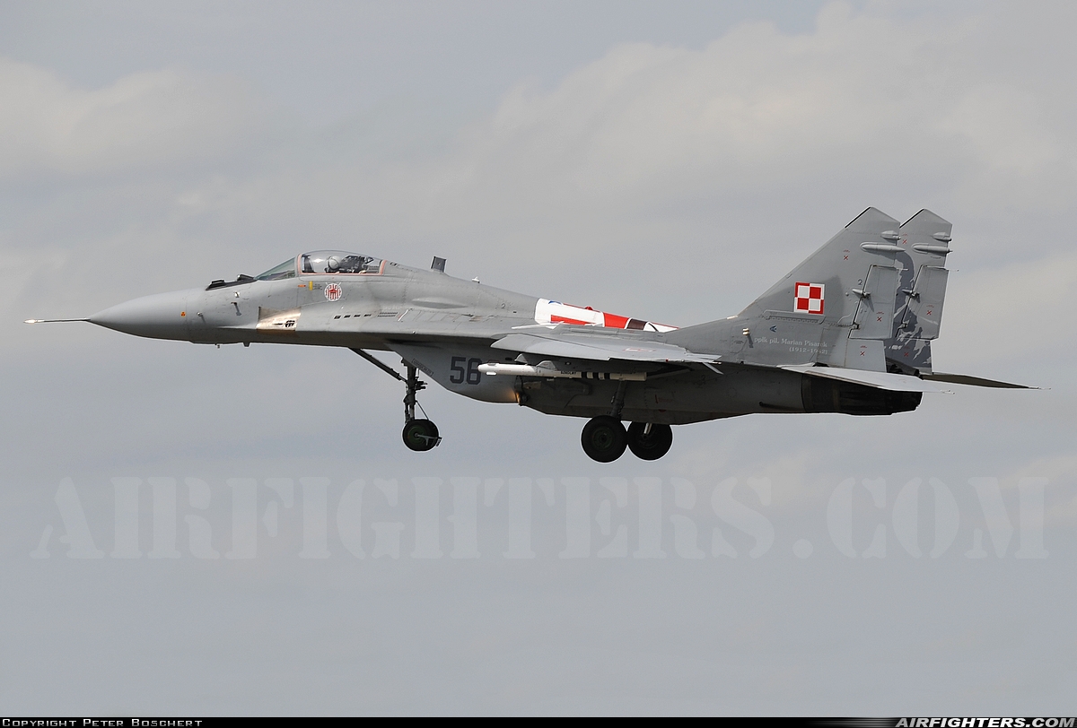 Poland - Air Force Mikoyan-Gurevich MiG-29A (9.12A) 56 at Florennes (EBFS), Belgium