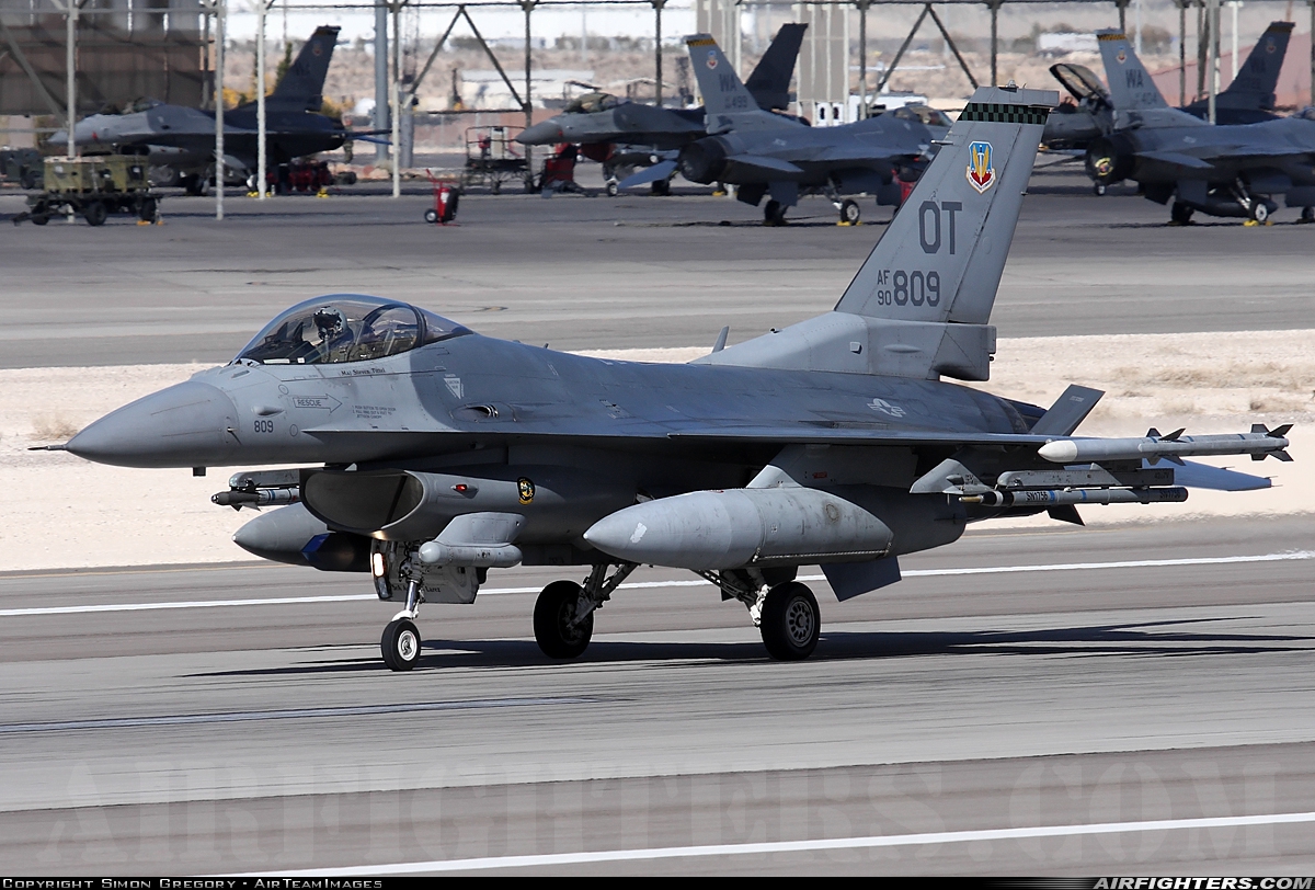USA - Air Force General Dynamics F-16C Fighting Falcon 90-0809 at Las Vegas - Nellis AFB (LSV / KLSV), USA