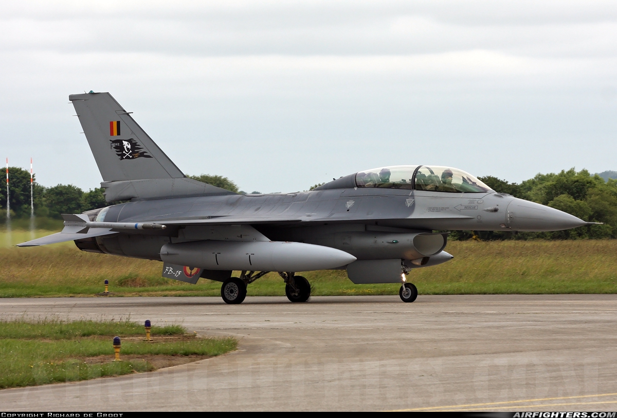 Belgium - Air Force General Dynamics F-16BM Fighting Falcon FB-15 at Landivisiau (LDV / LFRJ), France