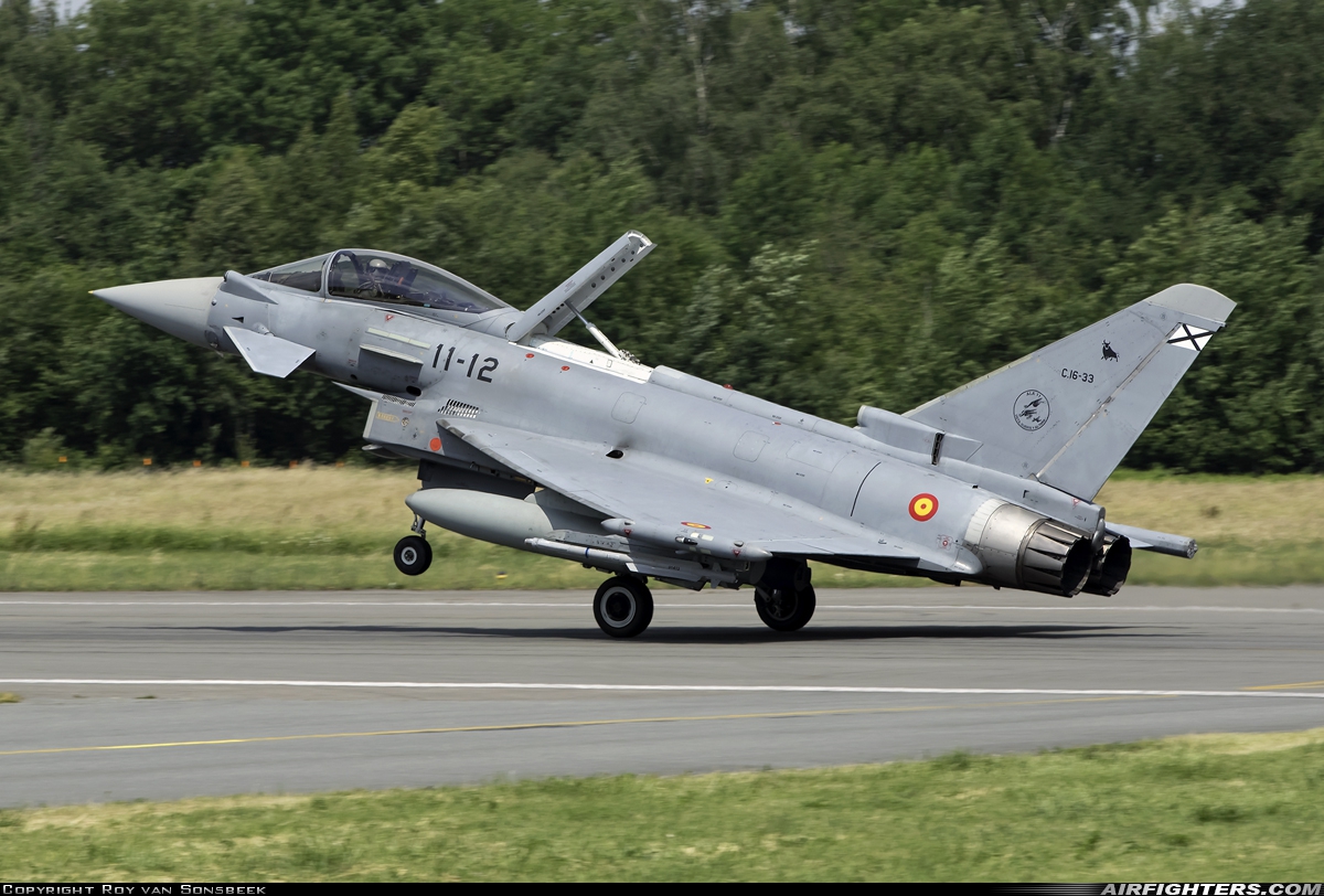 Spain - Air Force Eurofighter C-16 Typhoon (EF-2000S) C.16-33 at Florennes (EBFS), Belgium