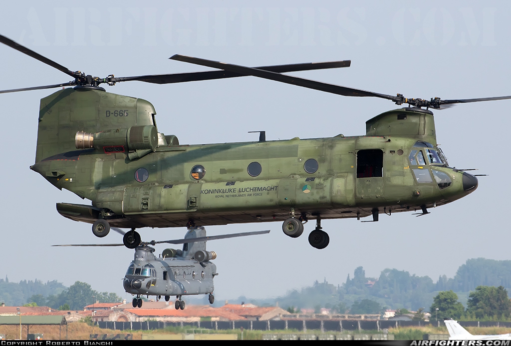 Netherlands - Air Force Boeing Vertol CH-47D Chinook D-665 at Verona - Villafranca (Valerio Catullo) (VRN / LIPX), Italy