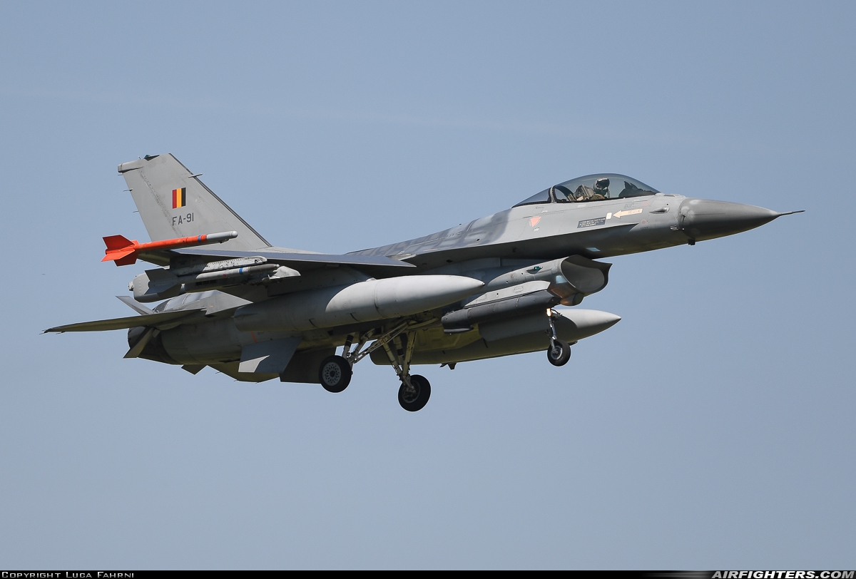 Belgium - Air Force General Dynamics F-16AM Fighting Falcon FA-91 at Florennes (EBFS), Belgium