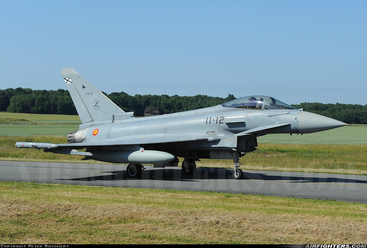 Spain - Air Force Eurofighter C-16 Typhoon (EF-2000S) C.16-33 at Florennes (EBFS), Belgium