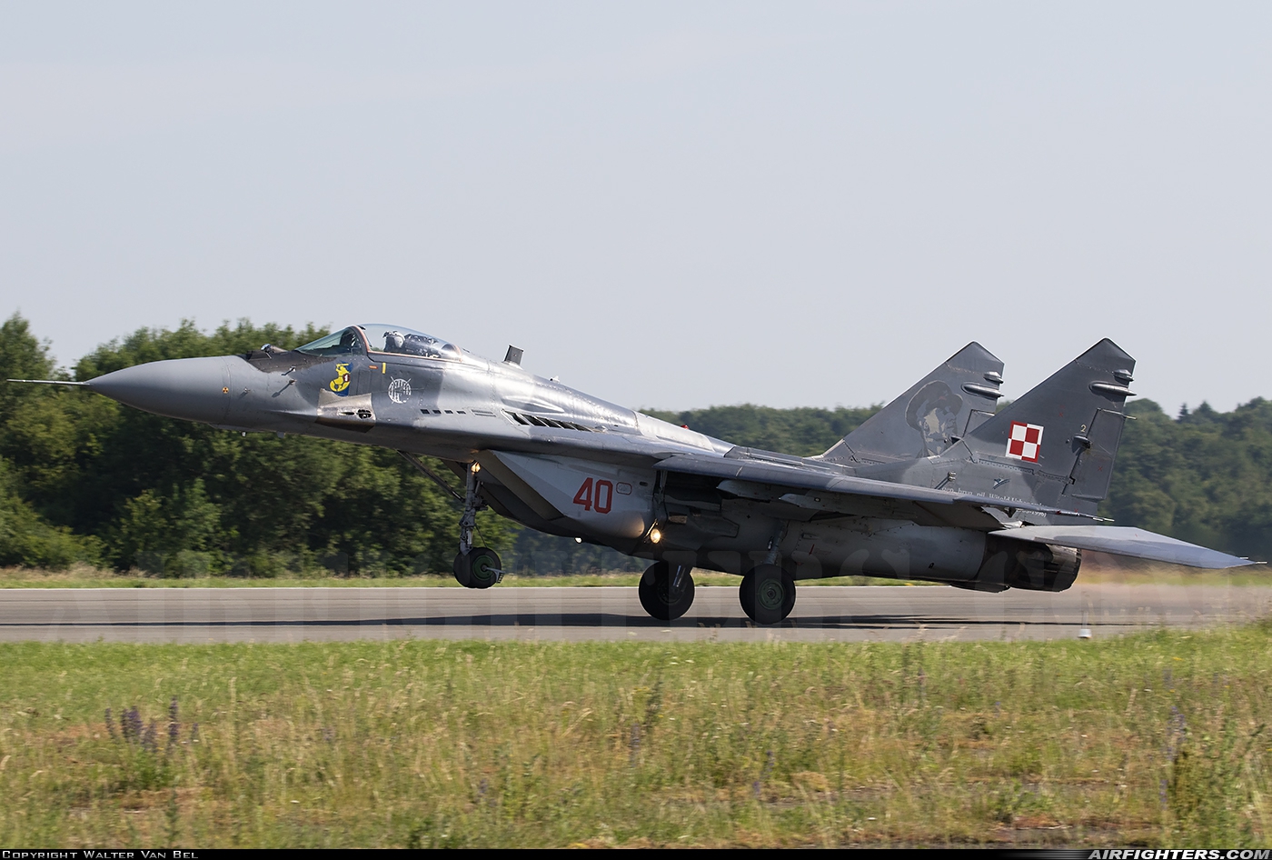 Poland - Air Force Mikoyan-Gurevich MiG-29A (9.12A) 40 at Florennes (EBFS), Belgium