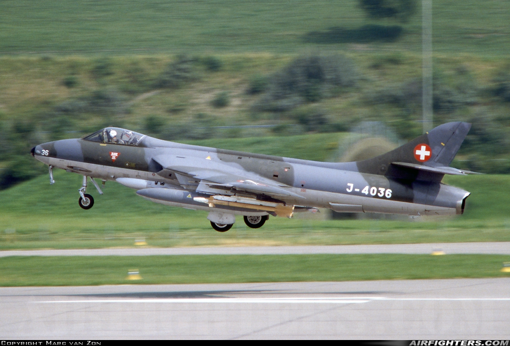 Switzerland - Air Force Hawker Hunter F58 J-4036 at Dubendorf (LSMD), Switzerland