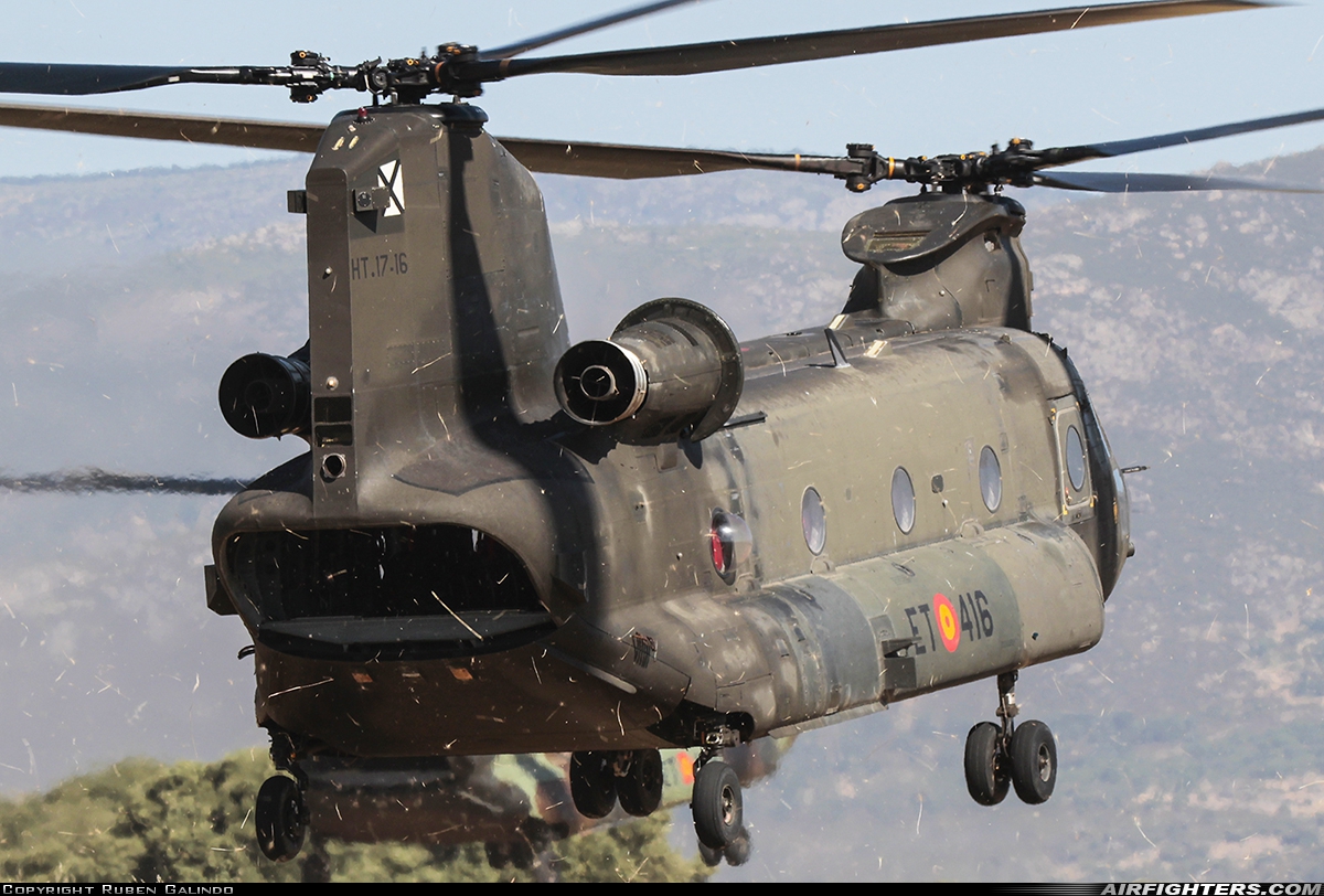Spain - Army Boeing Vertol CH-47D Chinook HT.17-16 at Off-Airport - Guadalix De La Sierra, Spain