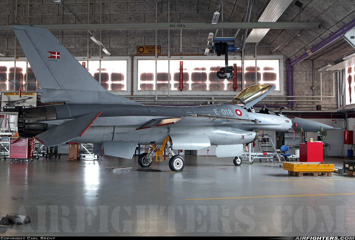 Denmark - Air Force General Dynamics F-16AM Fighting Falcon E-018 at Skrydstrup (EKSP), Denmark