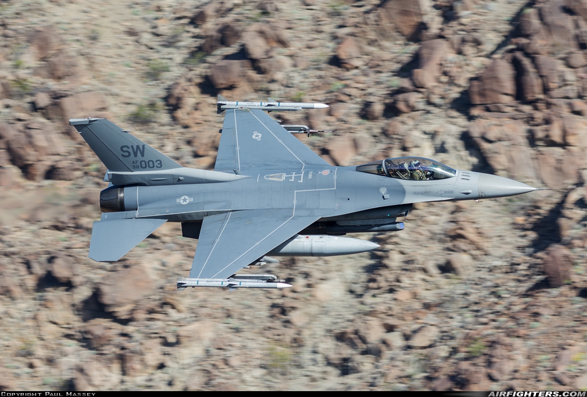 USA - Air Force General Dynamics F-16C Fighting Falcon 98-0003 at Off-Airport - Rainbow Canyon area, USA