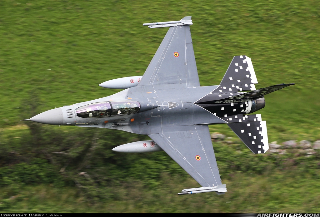 Belgium - Air Force General Dynamics F-16BM Fighting Falcon FB-24 at Off-Airport - Machynlleth Loop Area, UK