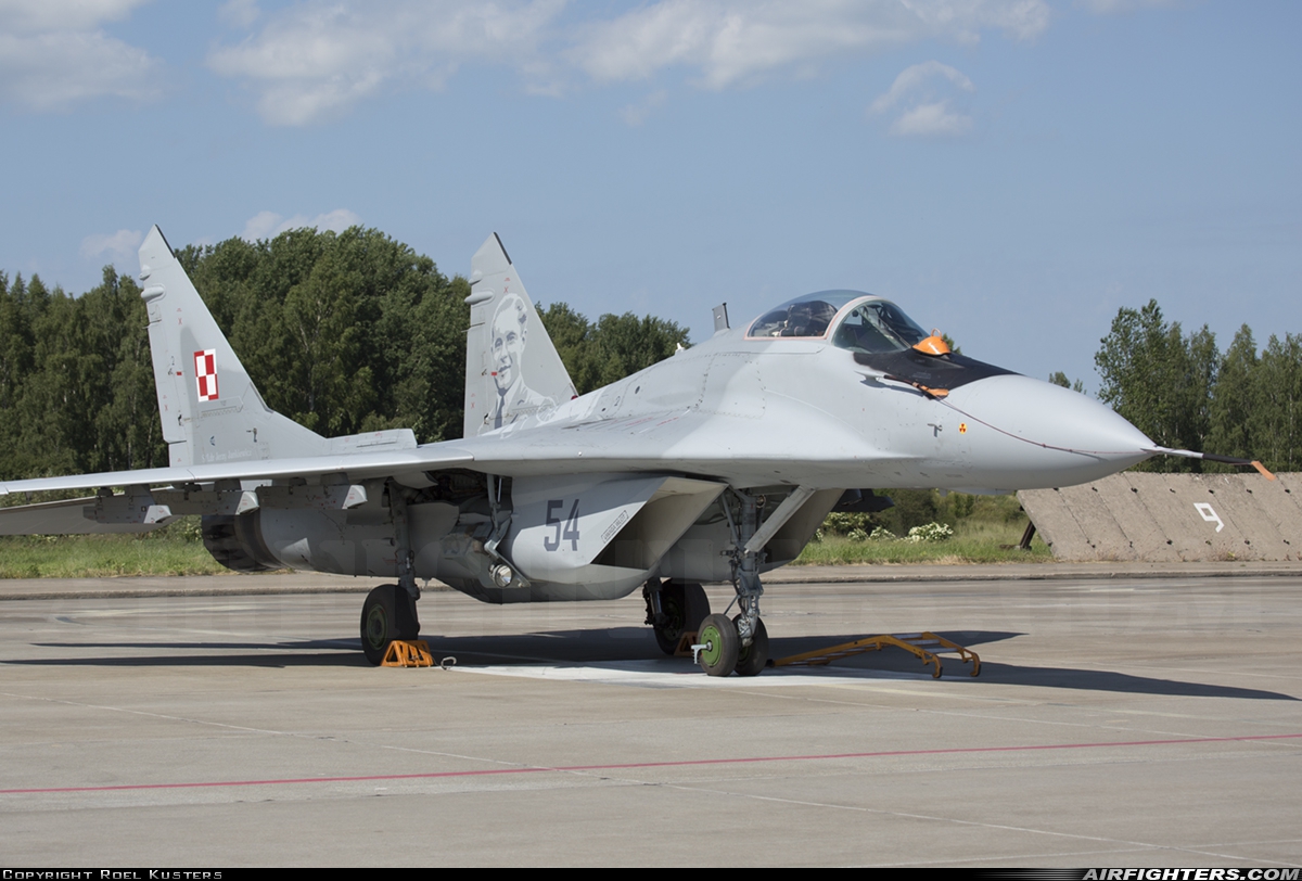 Poland - Air Force Mikoyan-Gurevich MiG-29A (9.12A) 54 at Malbork (EPMB), Poland