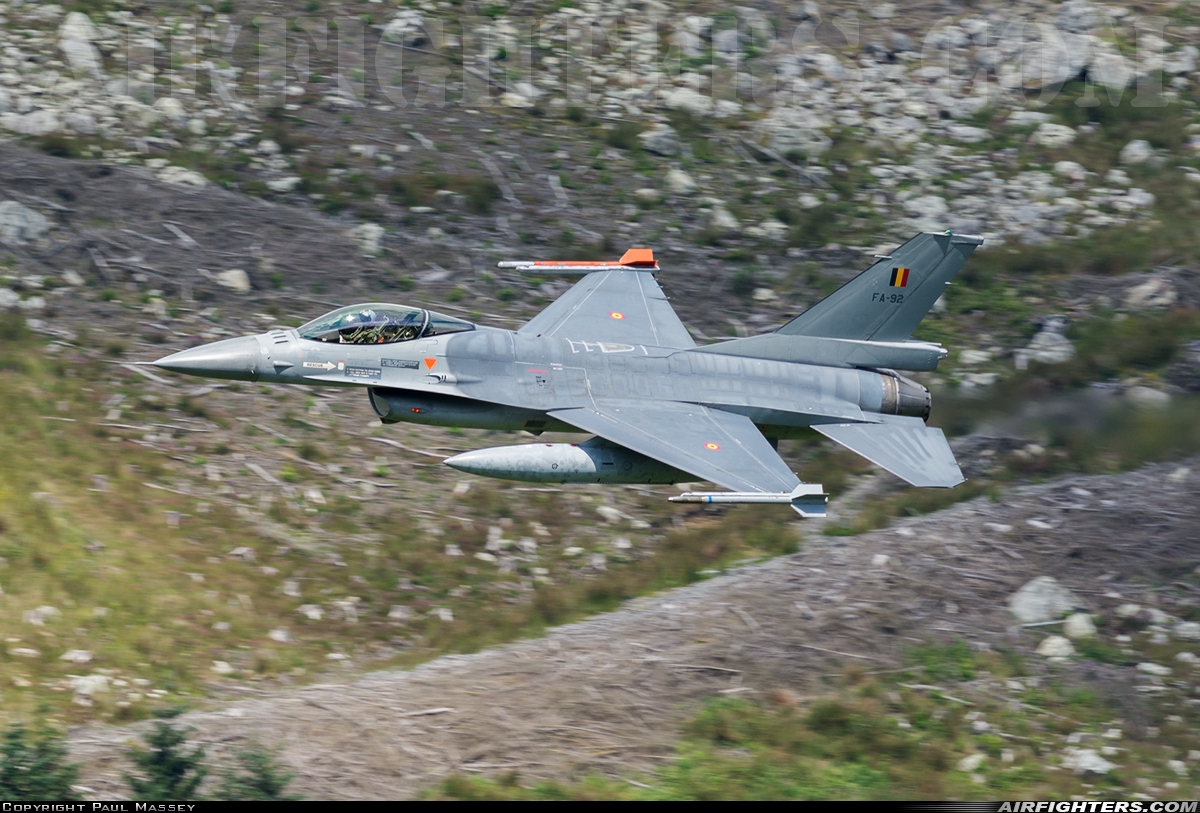 Belgium - Air Force General Dynamics F-16AM Fighting Falcon FA-92 at Off-Airport - Machynlleth Loop Area, UK