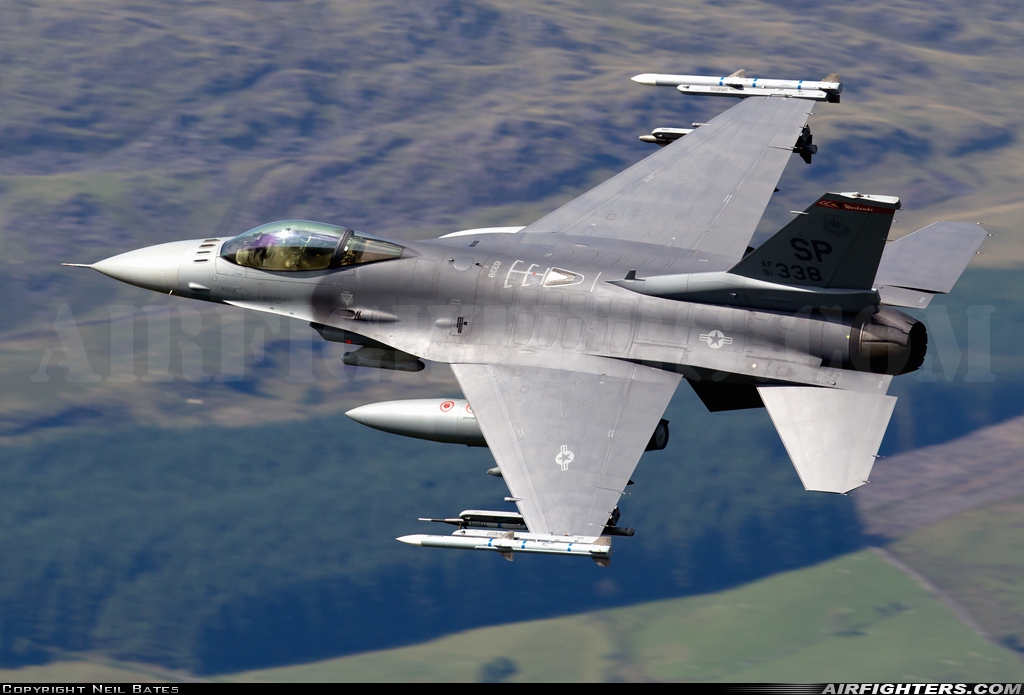 USA - Air Force General Dynamics F-16C Fighting Falcon 91-0338 at Off-Airport - Machynlleth Loop Area, UK