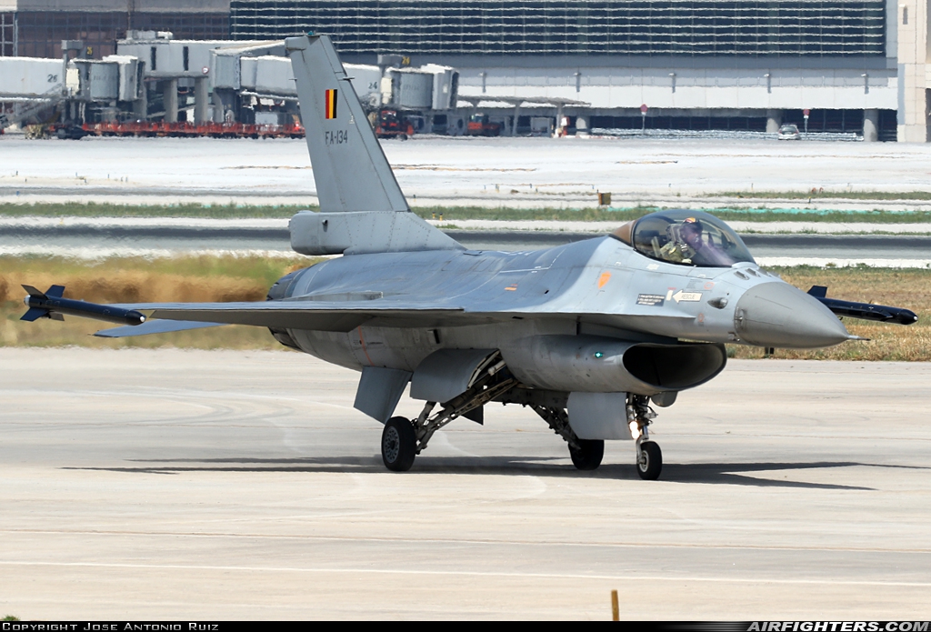 Belgium - Air Force General Dynamics F-16AM Fighting Falcon FA-134 at Malaga (AGP / LEMG), Spain