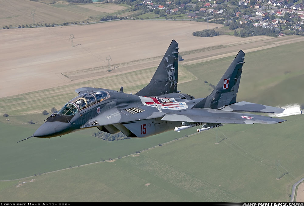 Poland - Air Force Mikoyan-Gurevich MiG-29UB (9.51) 15 at Off-Airport - Ostrava, Czech Republic