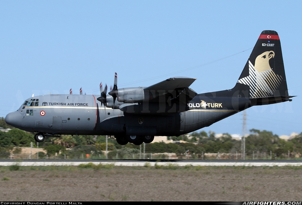 Türkiye - Air Force Lockheed C-130E Hercules (L-382) 63-13187 at Luqa - Malta International (MLA / LMML), Malta