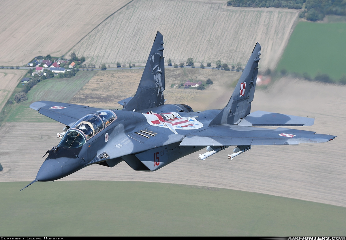Poland - Air Force Mikoyan-Gurevich MiG-29UB (9.51) 15 at In Flight, Czech Republic