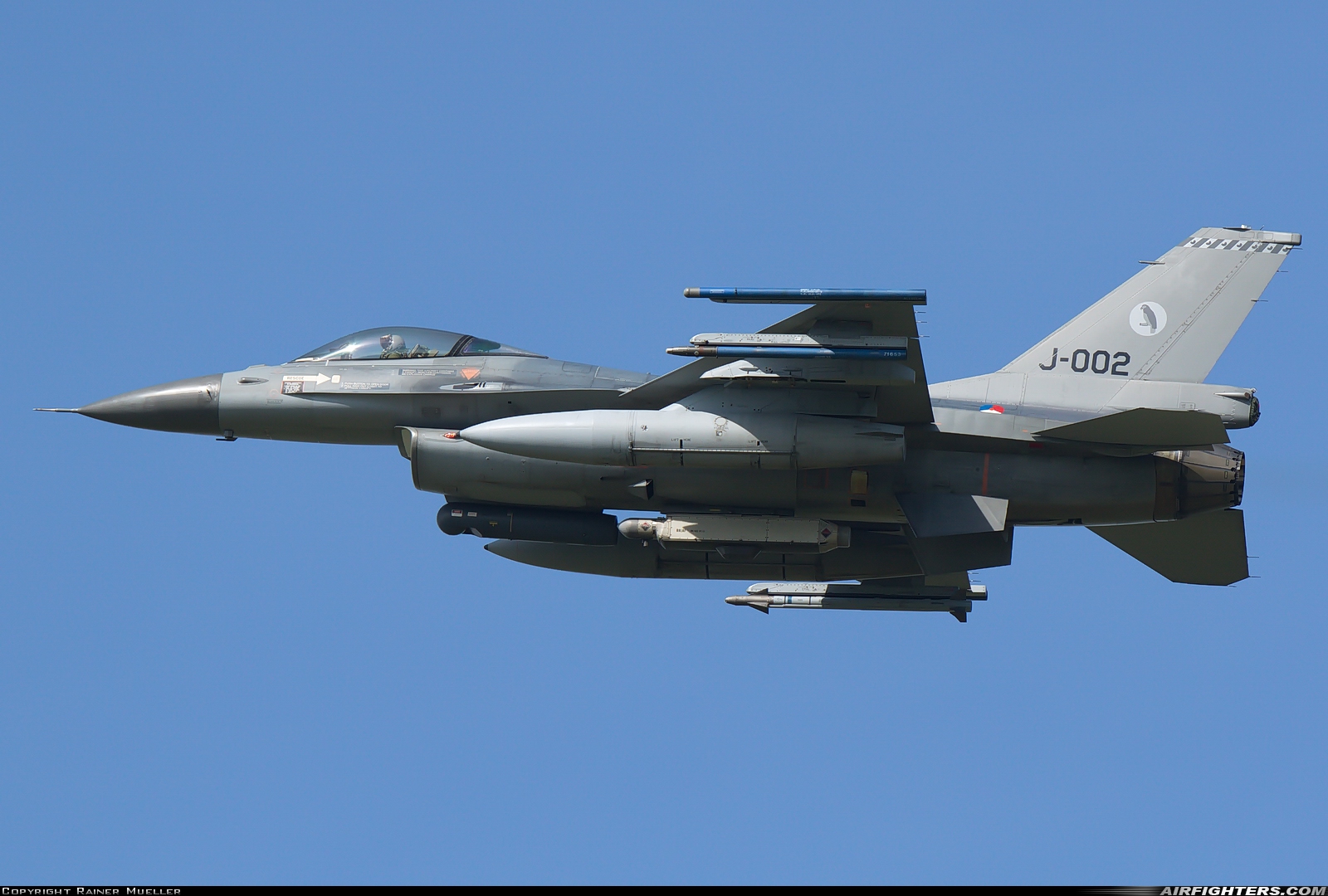 Netherlands - Air Force General Dynamics F-16AM Fighting Falcon J-002 at Leeuwarden (LWR / EHLW), Netherlands