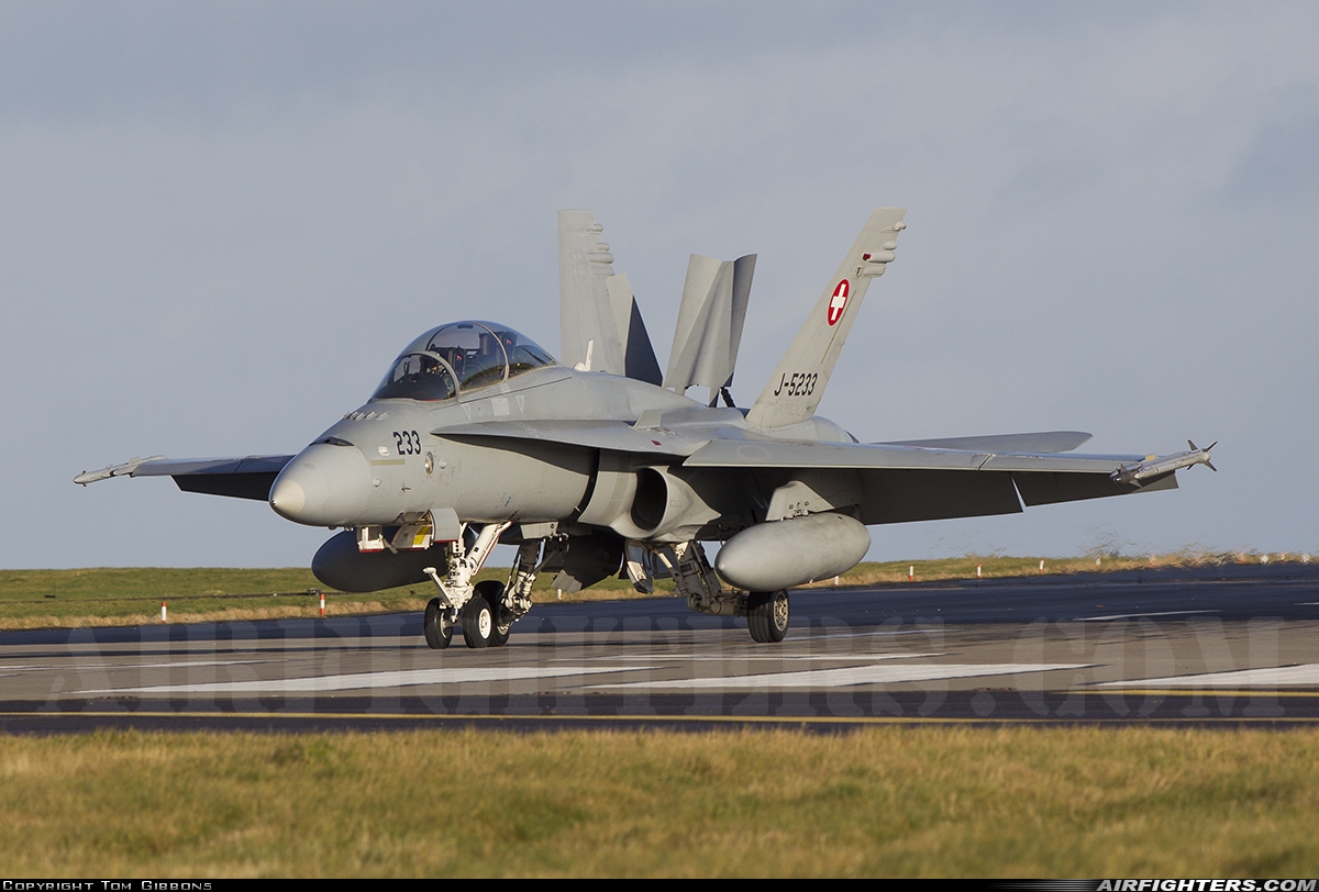 Switzerland - Air Force McDonnell Douglas F/A-18D Hornet J-5233 at Lossiemouth (LMO / EGQS), UK