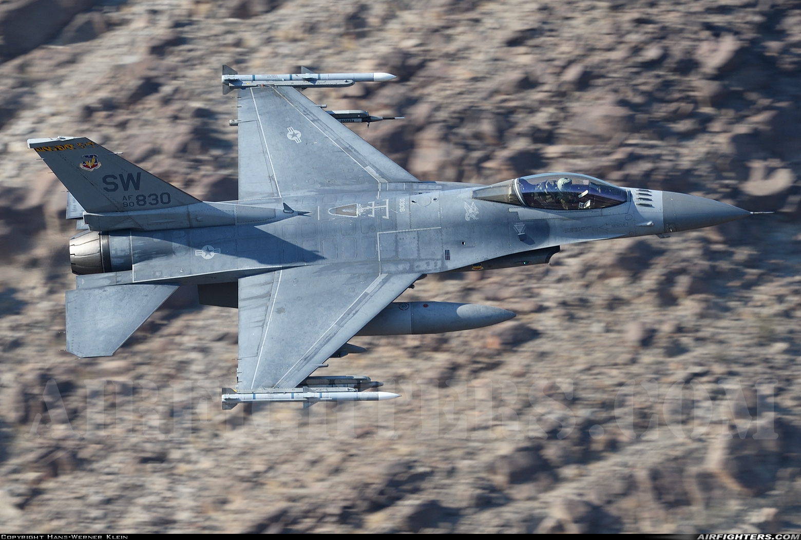 USA - Air Force General Dynamics F-16C Fighting Falcon 90-0830 at Off-Airport - Rainbow Canyon area, USA