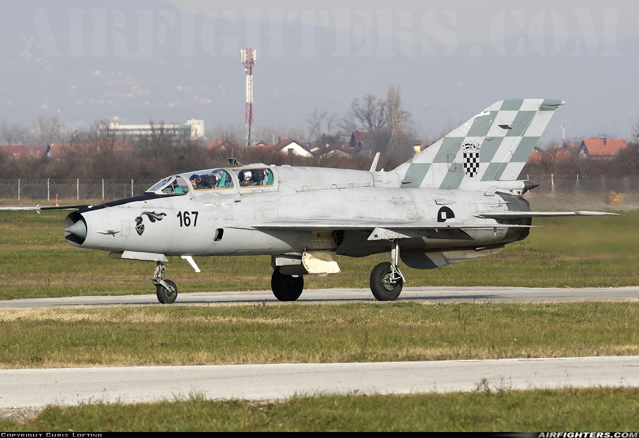 Croatia - Air Force Mikoyan-Gurevich MiG-21UMD 167 at Zagreb - Pleso (ZAG / LDZA), Croatia