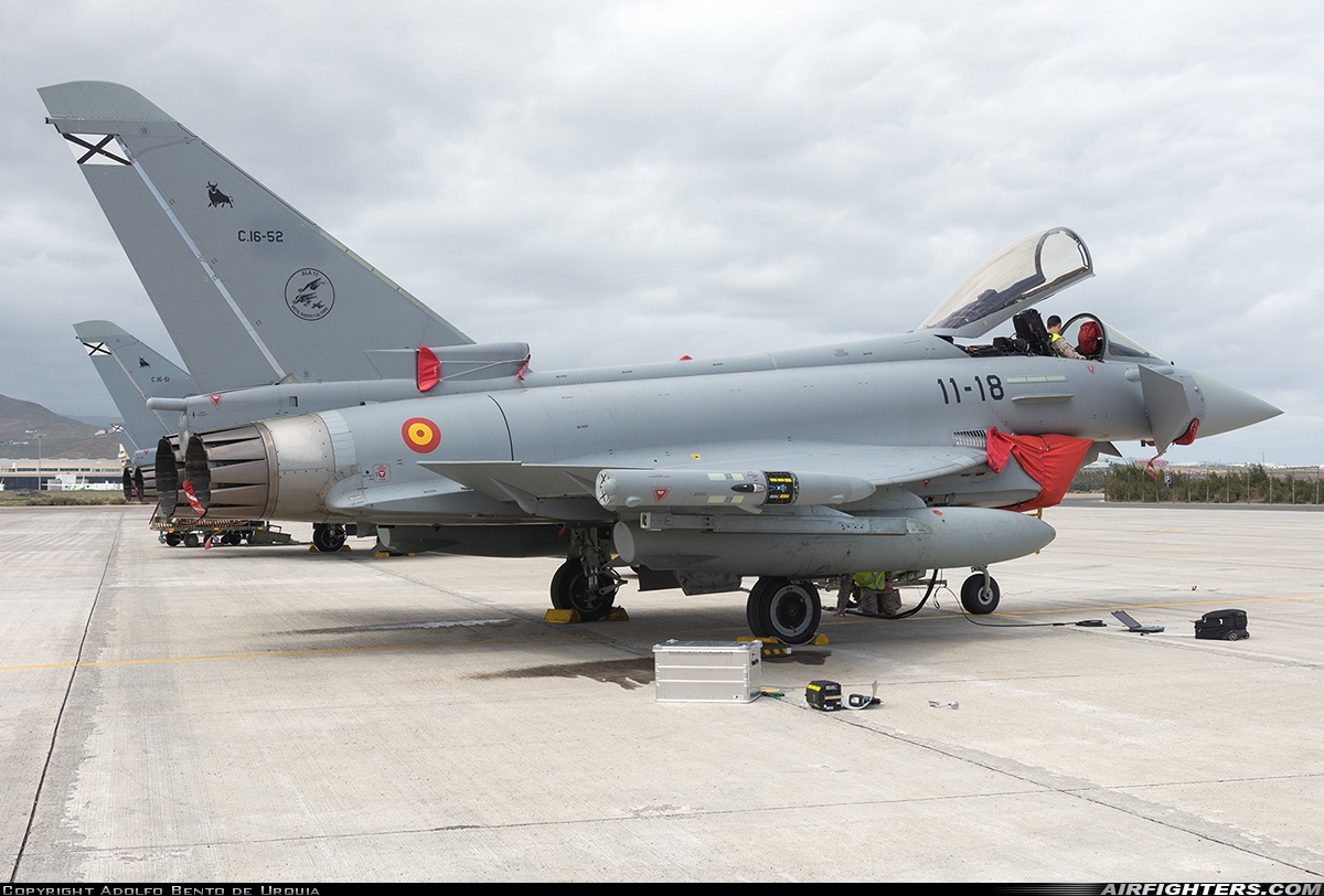 Spain - Air Force Eurofighter C-16 Typhoon (EF-2000S) C.16-52 at Gran Canaria (- Las Palmas / Gando) (LPA / GCLP), Spain