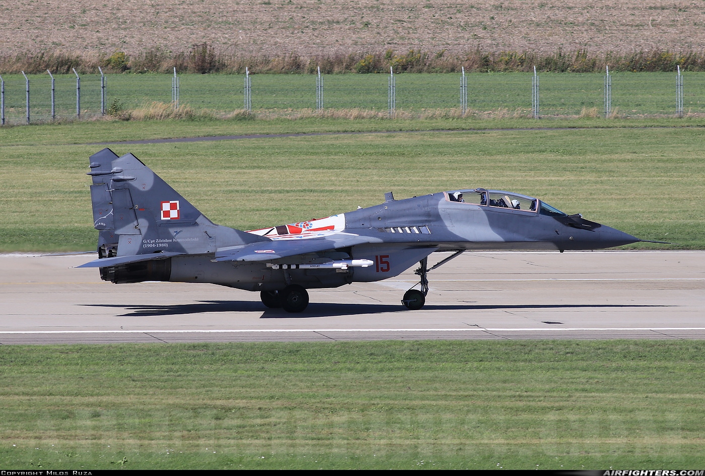 Poland - Air Force Mikoyan-Gurevich MiG-29UB (9.51) 15 at Ostrava - Mosnov (OSR / LKMT), Czech Republic