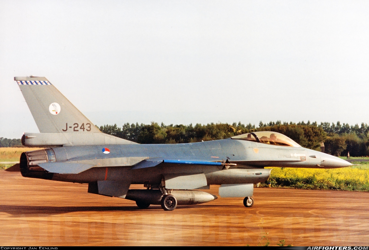 Netherlands - Air Force General Dynamics F-16A Fighting Falcon J-243 at Leeuwarden (LWR / EHLW), Netherlands