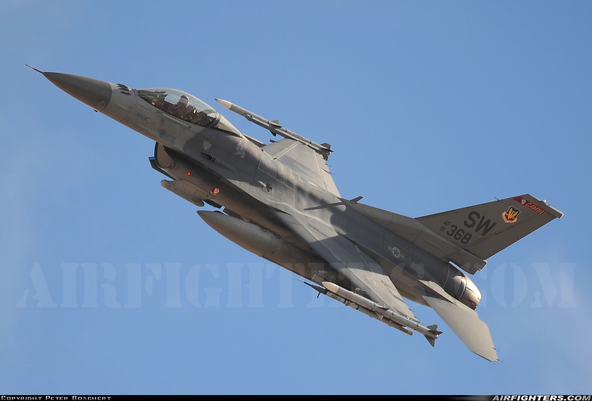 USA - Air Force General Dynamics F-16C Fighting Falcon 91-0368 at Las Vegas - Nellis AFB (LSV / KLSV), USA