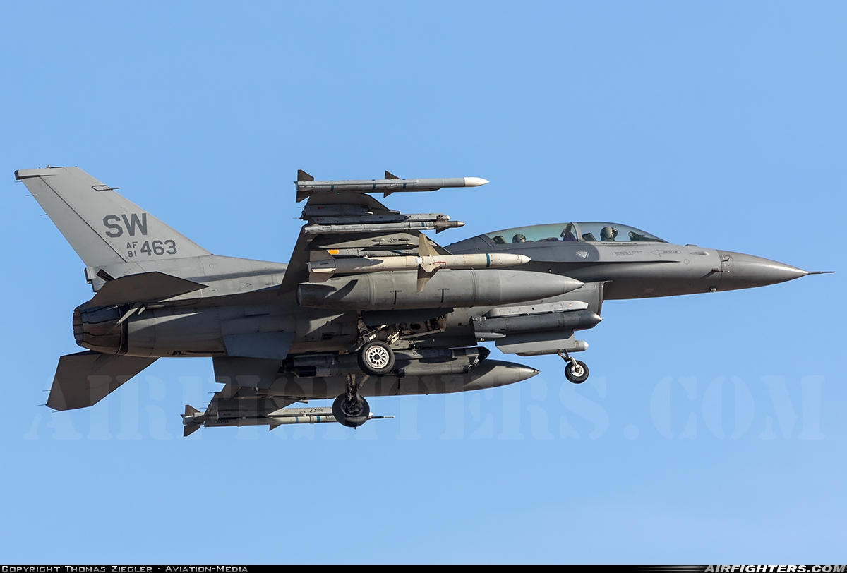 USA - Air Force General Dynamics F-16D Fighting Falcon 91-0463 at Las Vegas - Nellis AFB (LSV / KLSV), USA