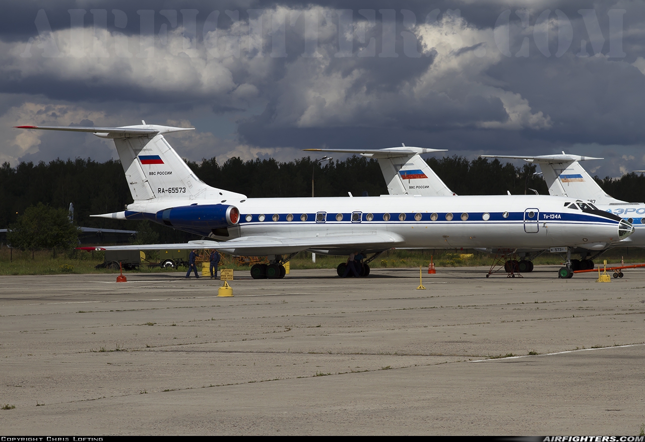 Russia - Air Force Tupolev Tu-134AK RA-65573 at Chkalovsky (CKL / UUMU), Russia