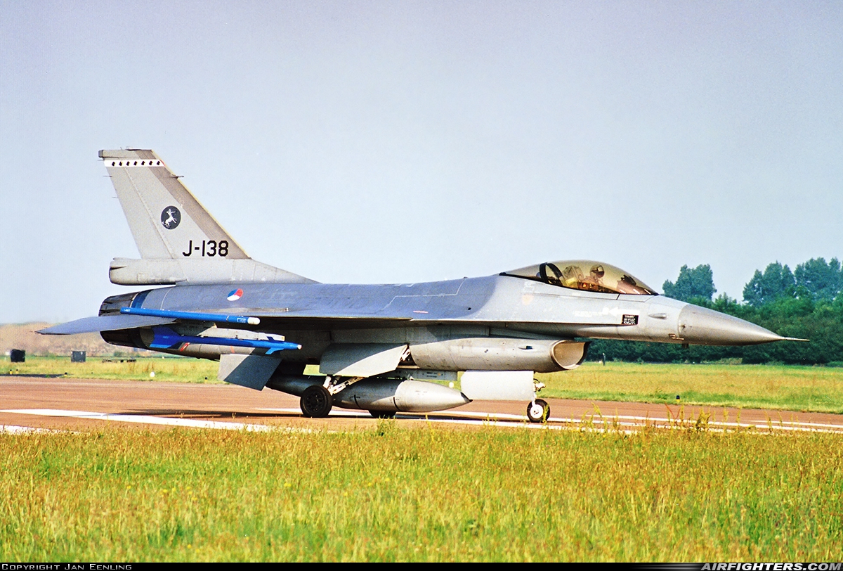 Netherlands - Air Force General Dynamics F-16A Fighting Falcon J-138 at Leeuwarden (LWR / EHLW), Netherlands