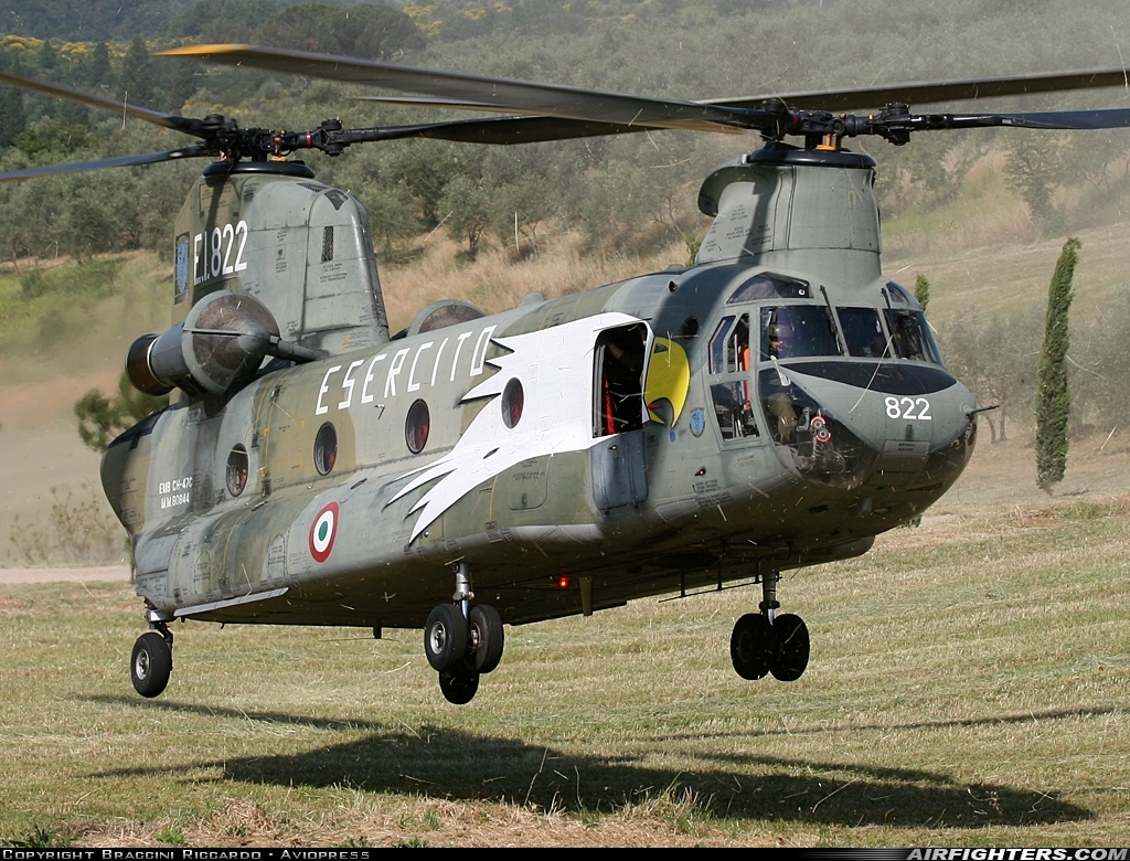 Italy - Army Boeing Vertol CH-47C Chinook MM80844 at Off-Airport - Carcheri, Italy