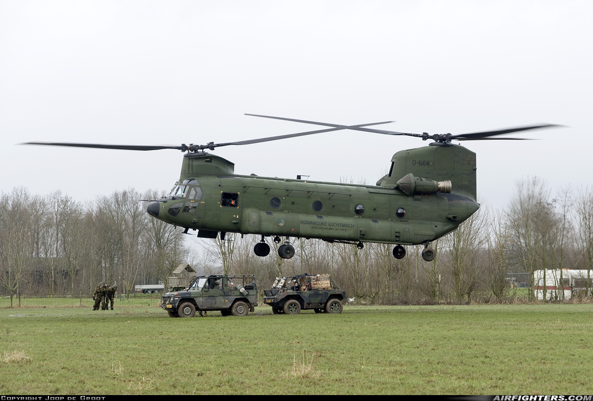 Netherlands - Air Force Boeing Vertol CH-47D Chinook D-664 at Winssen Heliport, Netherlands