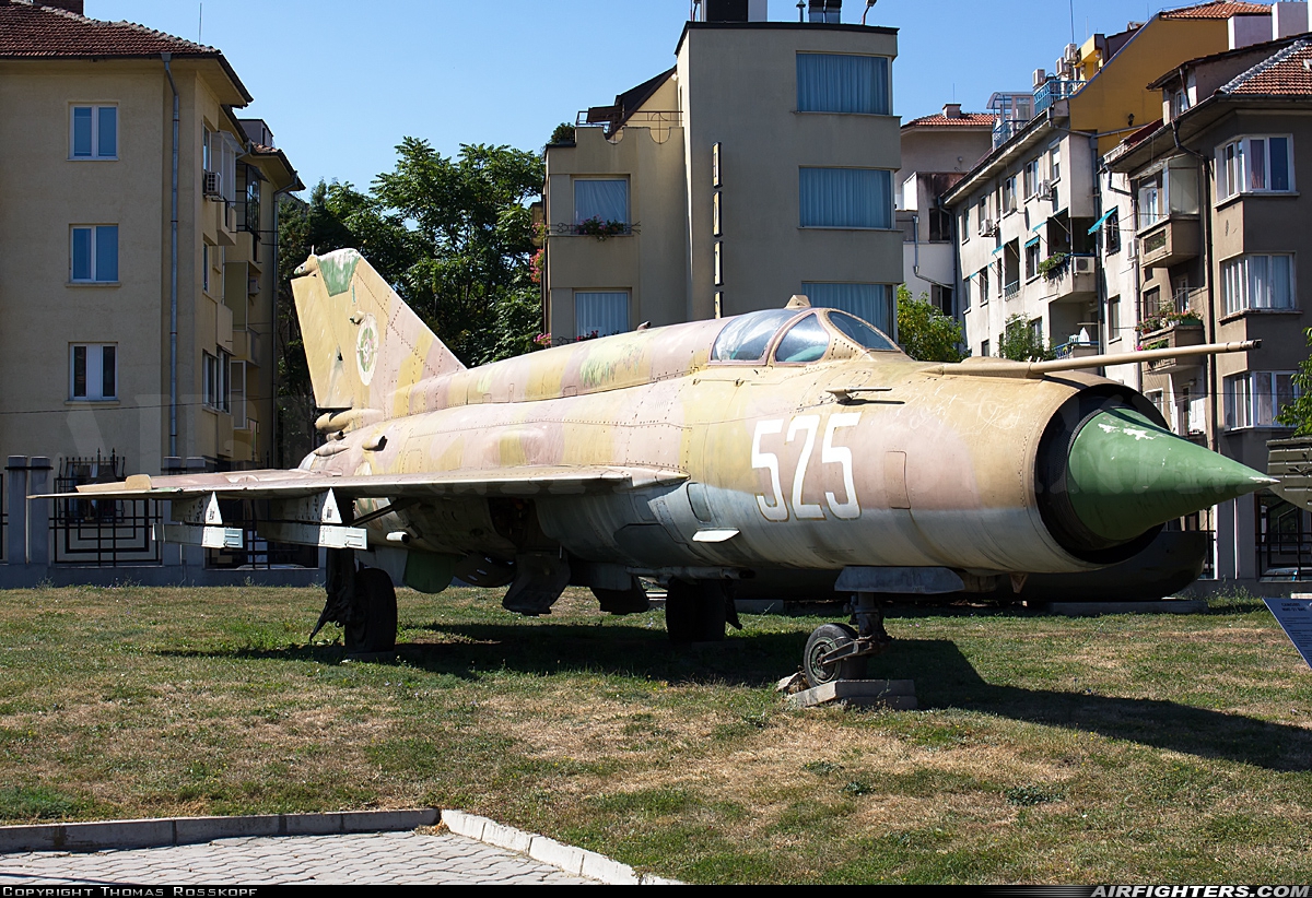 Bulgaria - Air Force Mikoyan-Gurevich MiG-21bis LASUR 525 at Off-Airport - Sofia, Bulgaria