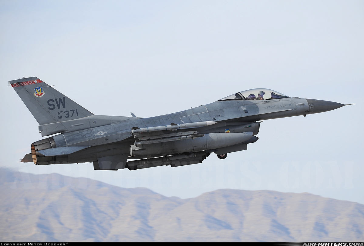 USA - Air Force General Dynamics F-16C Fighting Falcon 91-0371 at Las Vegas - Nellis AFB (LSV / KLSV), USA