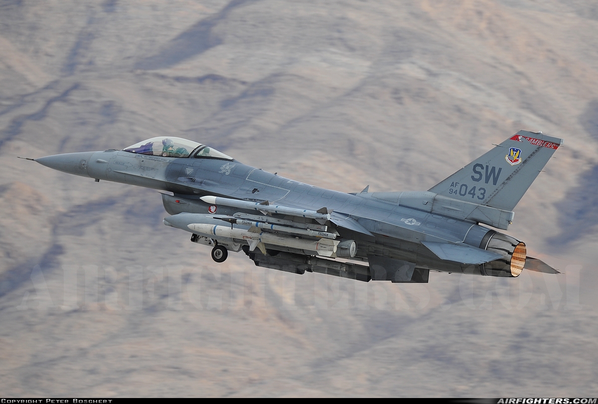 USA - Air Force General Dynamics F-16C Fighting Falcon 94-0043 at Las Vegas - Nellis AFB (LSV / KLSV), USA