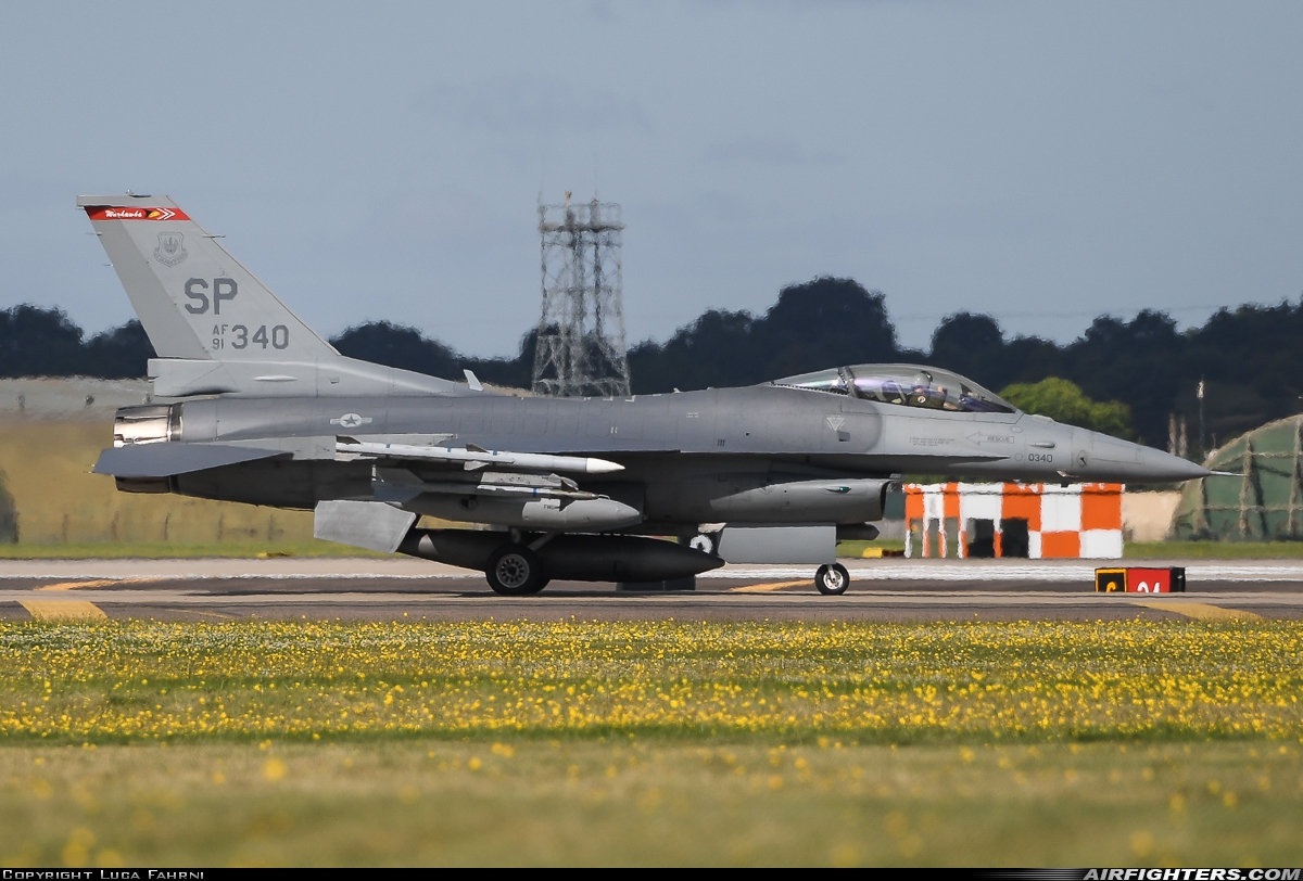 USA - Air Force General Dynamics F-16C Fighting Falcon 91-0340 at Lakenheath (LKZ / EGUL), UK