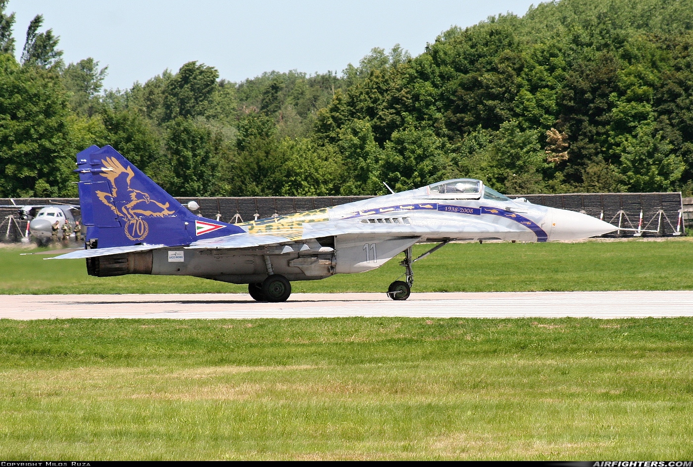 Hungary - Air Force Mikoyan-Gurevich MiG-29B (9.12A) 11 at Pardubice (PED / LKPD), Czech Republic