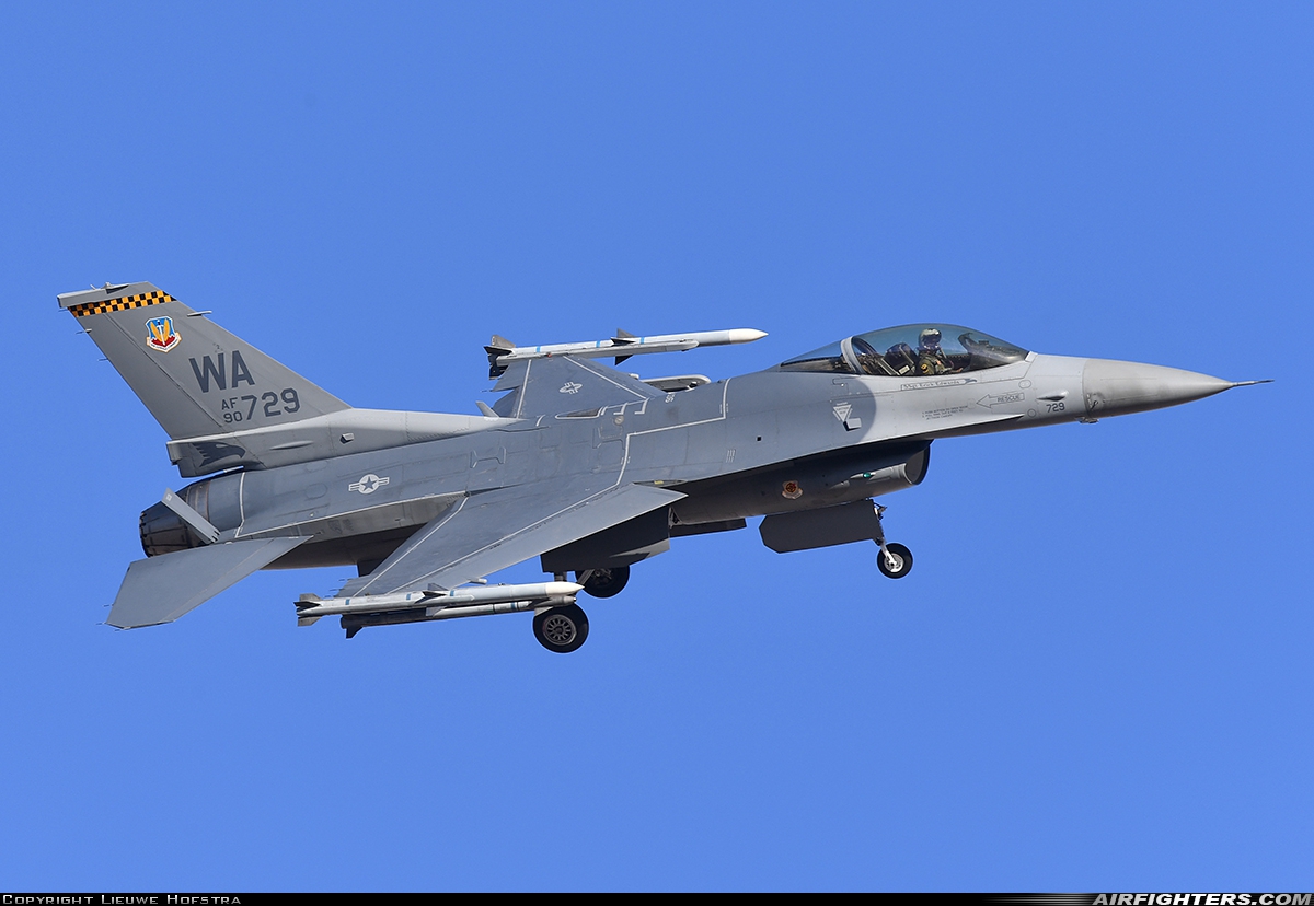 USA - Air Force General Dynamics F-16C Fighting Falcon 90-0729 at Las Vegas - Nellis AFB (LSV / KLSV), USA