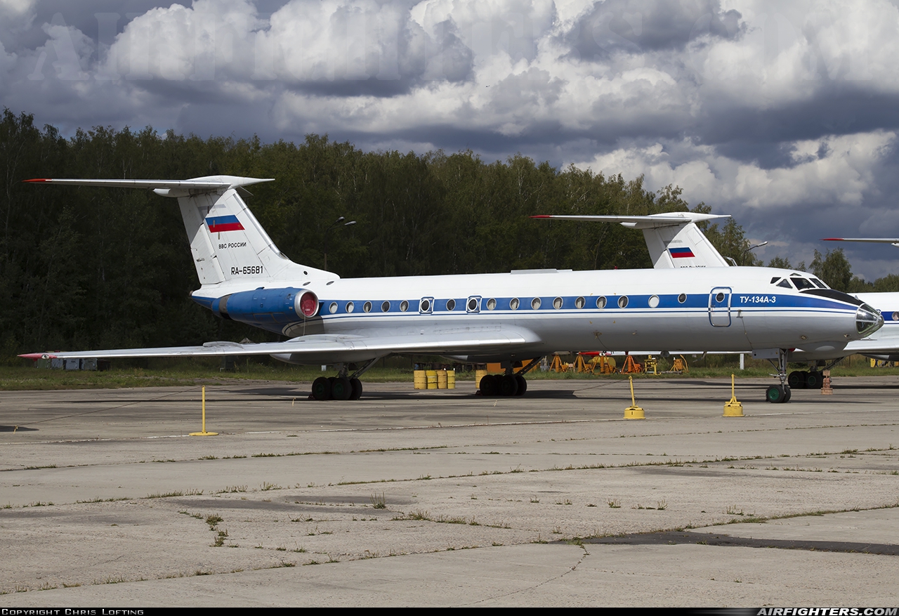 Russia - Air Force Tupolev Tu-134A-3 RA65681 at Chkalovsky (CKL / UUMU), Russia