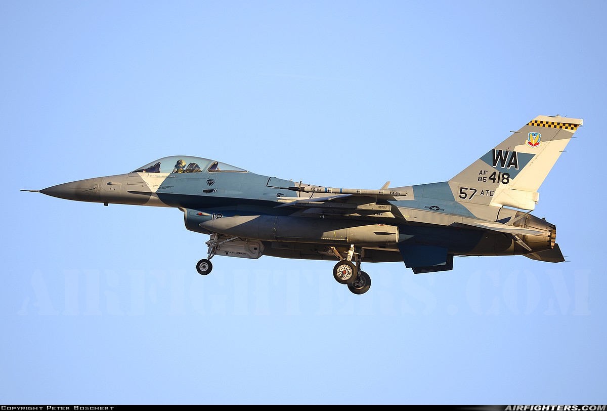 USA - Air Force General Dynamics F-16C Fighting Falcon 85-1418 at Las Vegas - Nellis AFB (LSV / KLSV), USA