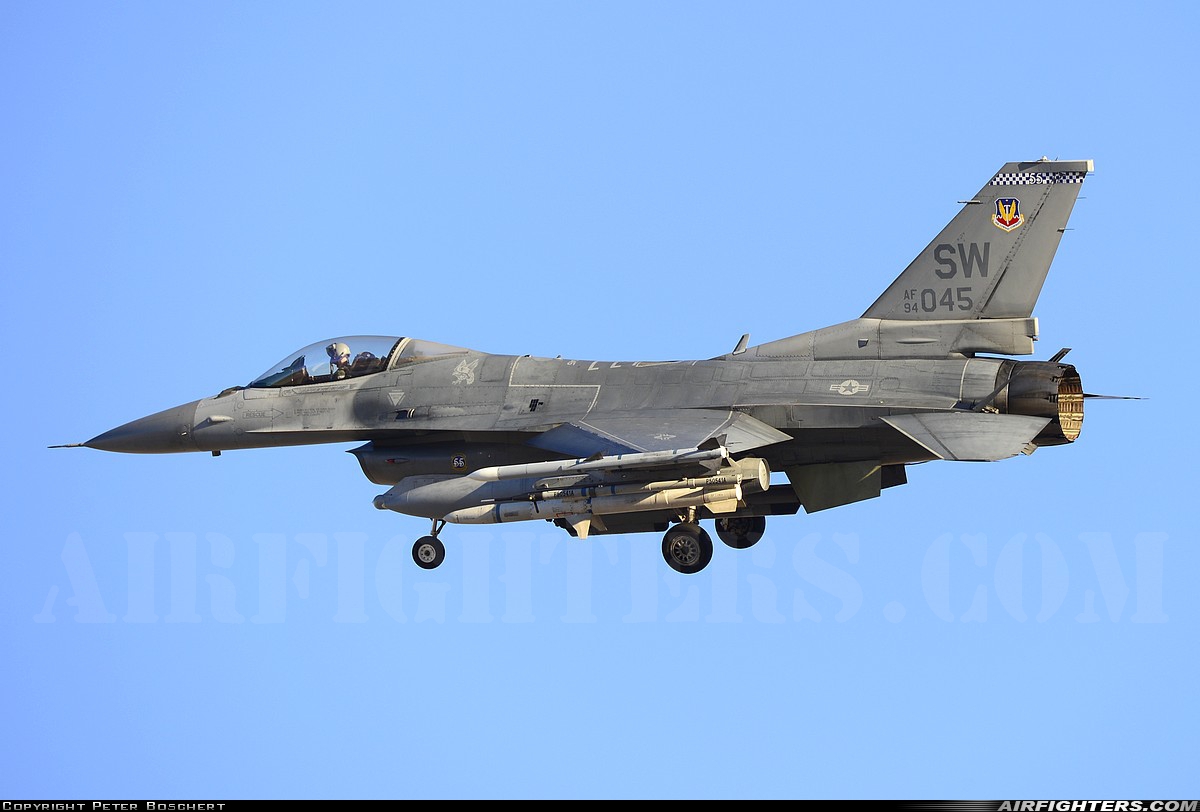 USA - Air Force General Dynamics F-16C Fighting Falcon 94-0045 at Las Vegas - Nellis AFB (LSV / KLSV), USA